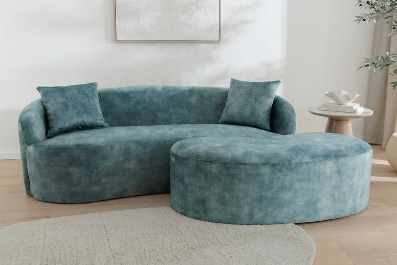 Design Sofa ARCO petrol 2-Sitzer Couch Samt 180 cm Federkern