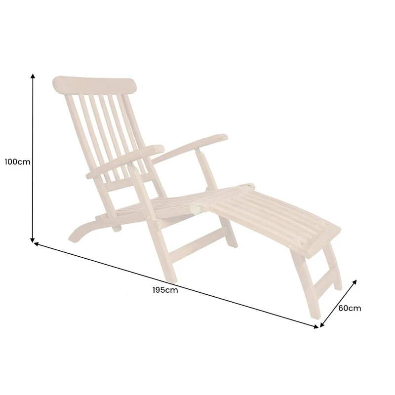 Teak Liegestuhl KURSI Teak Sonnenliege Deckchair