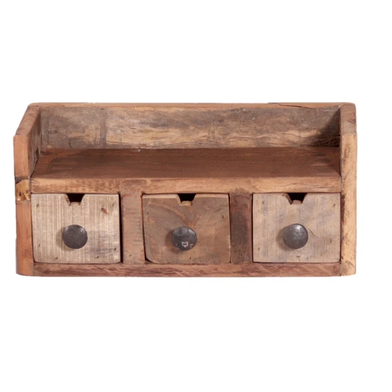 Altholz-Regal DARA 35cm 3 Schubladen Unikat Recyceltes Holz