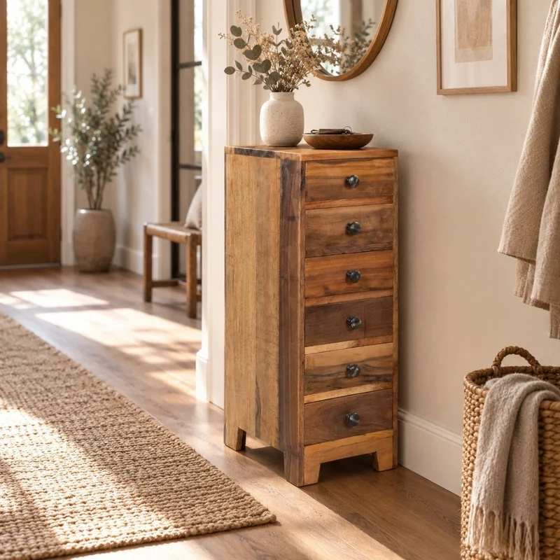 Altholz-Beistellschrank PARADOR 73cm Kommode mit 6 Schubladen