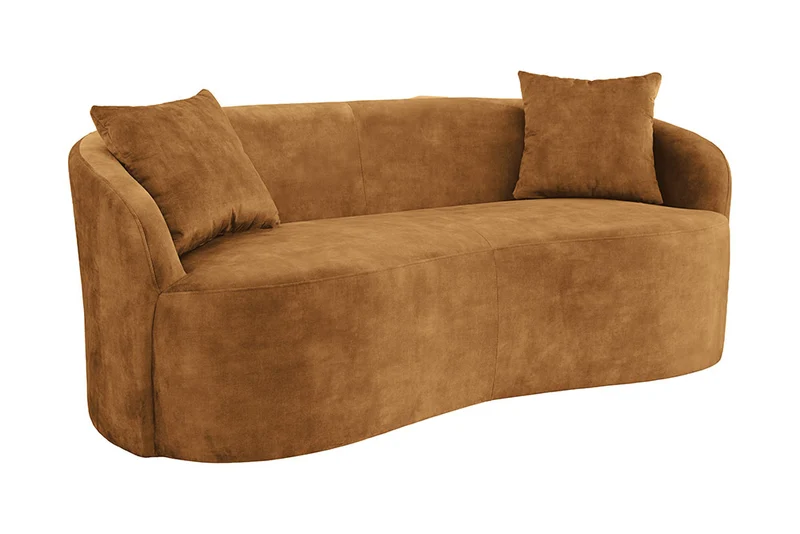 Design Sofa ARCO senfgelb 2-Sitzer Couch Samt 180 cm Federkern