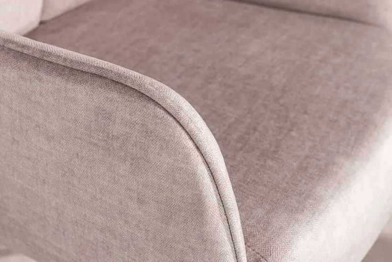 Drehstuhl ATHENA beige Samt Armlehnen Taschenfederkern Metall