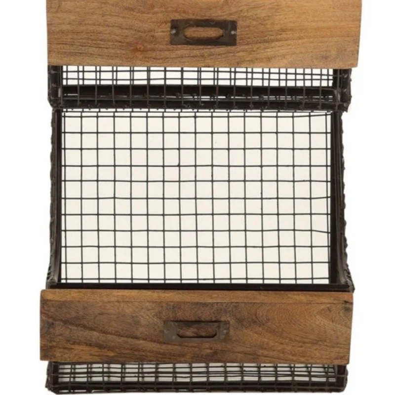 Hängekorb TOKRI 65cm Metall & Mangoholz Natur Wandregal