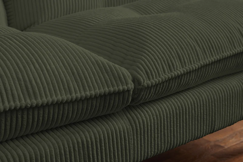 Schlafsofa CAPULO Grün Cord 190cm 3-Sitzer Couch modern