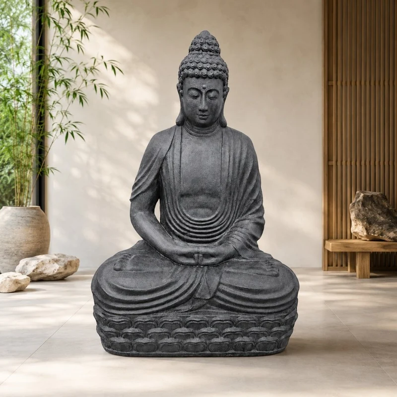 Dekorative Figur BUDDHA PRAYER 160cm anthrazit Garten Indoor
