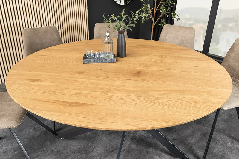 Design Esstisch TULUP rund 120cm natur Eiche-Optik Metallbeine