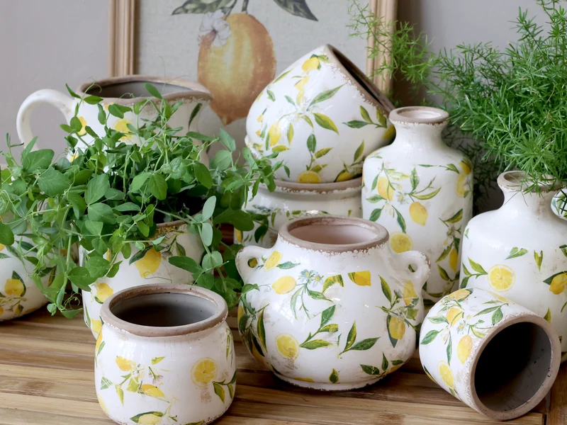 Chic Antique Limone Blumentopf mit Zitronenmotiv