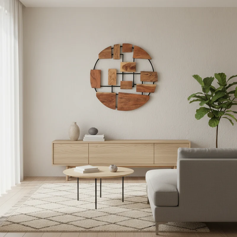 Wand-Deko-Objekt PARETO 90cm Unikat Akazienholz Wandbild