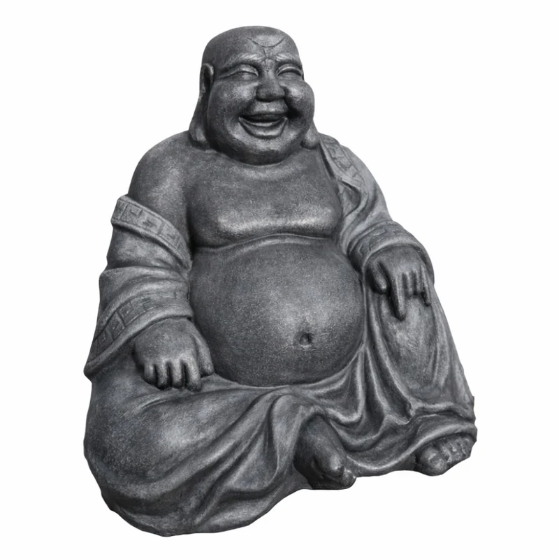 Dekorative Figur LUCKY BUDDHA 110cm Anthrazit Garten Indoor
