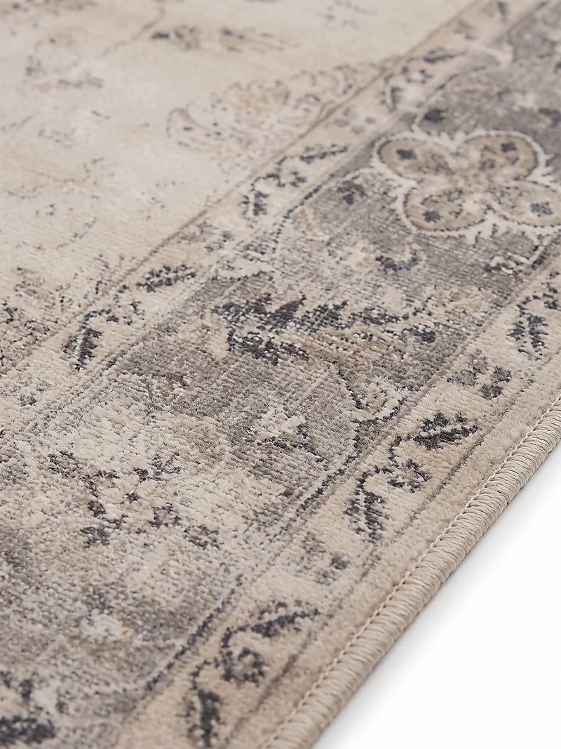 Kurzflor-Teppich mit Rosettenmuster – Waschbar bei 30 °C | Ruhiges Rapportmuster