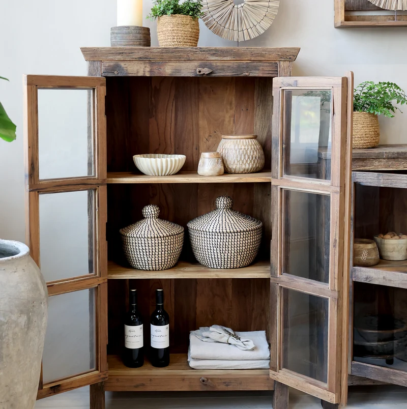 Chic Antique Grimaud Vitrinenschrank aus Recyclingholz Natur