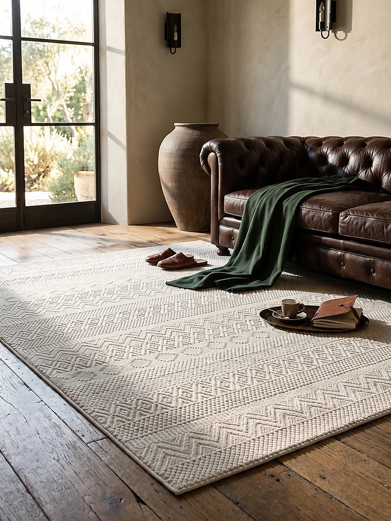 Kurzflor-Teppich Horizontale Struktur-Bänder - Polyester, 13 mm Gesamthöhe