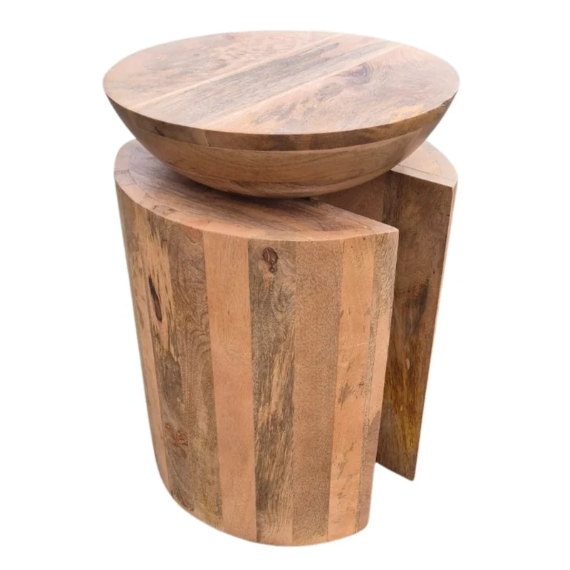 Massiver Beistelltisch KITAR-H 50cm Mangoholz natural Hocker