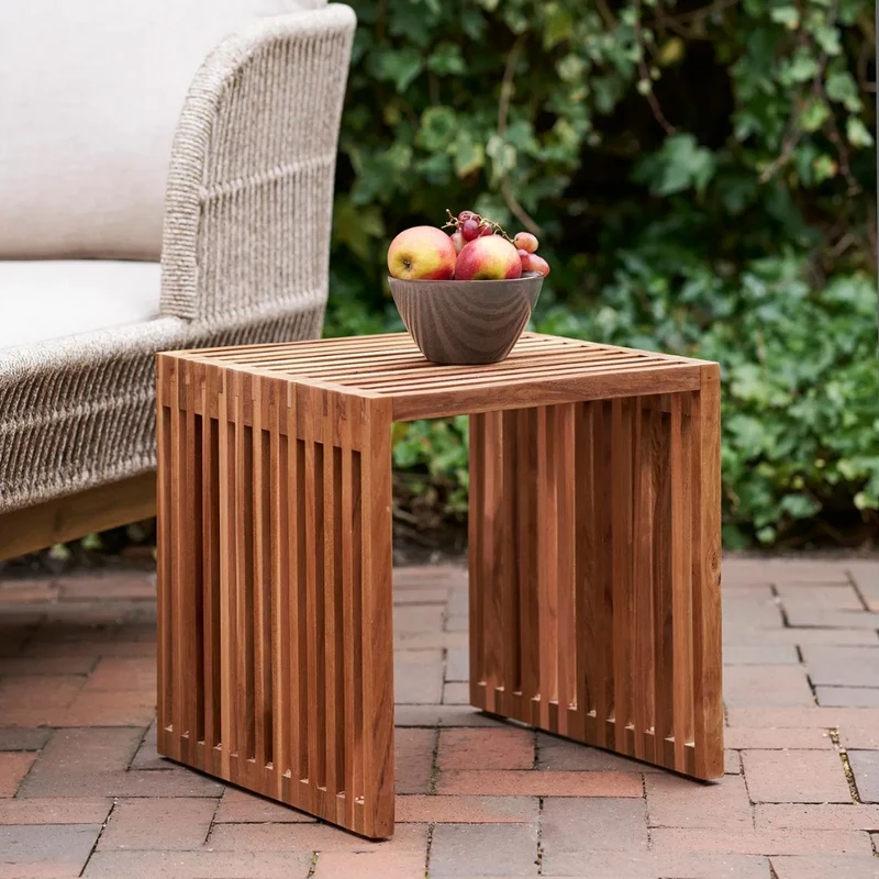 Natürlicher Beistelltisch LINETA 40cm Teakholz In-/Outdoor