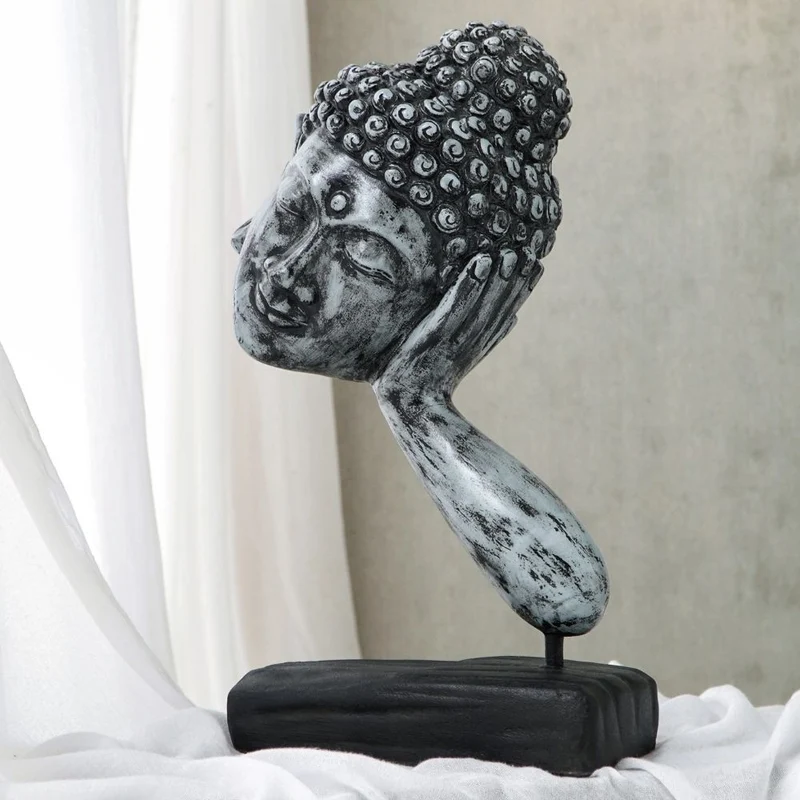 Spirituelle Buddha Statue RELAX ca.70cm antik-grau Deko Skulptur