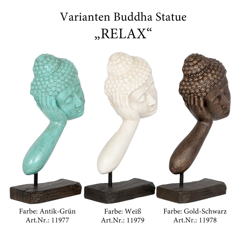 Spirituelle Buddha Statue RELAX ca.70cm antik-grau Deko Skulptur