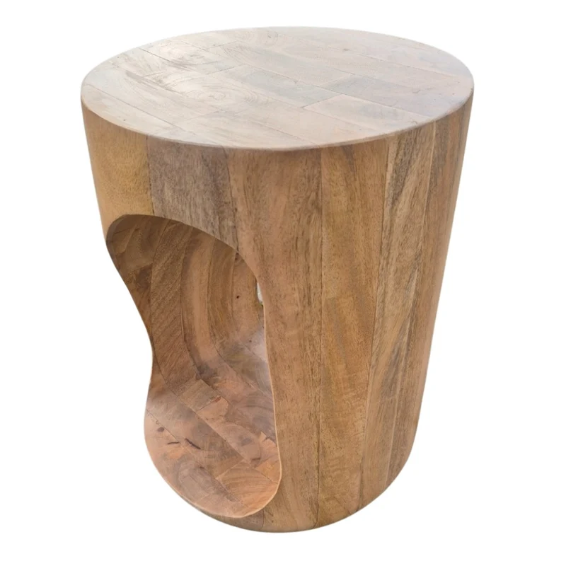 Massivholz Beistelltisch KITAR-F 40cm Mangoholz natural Hocker
