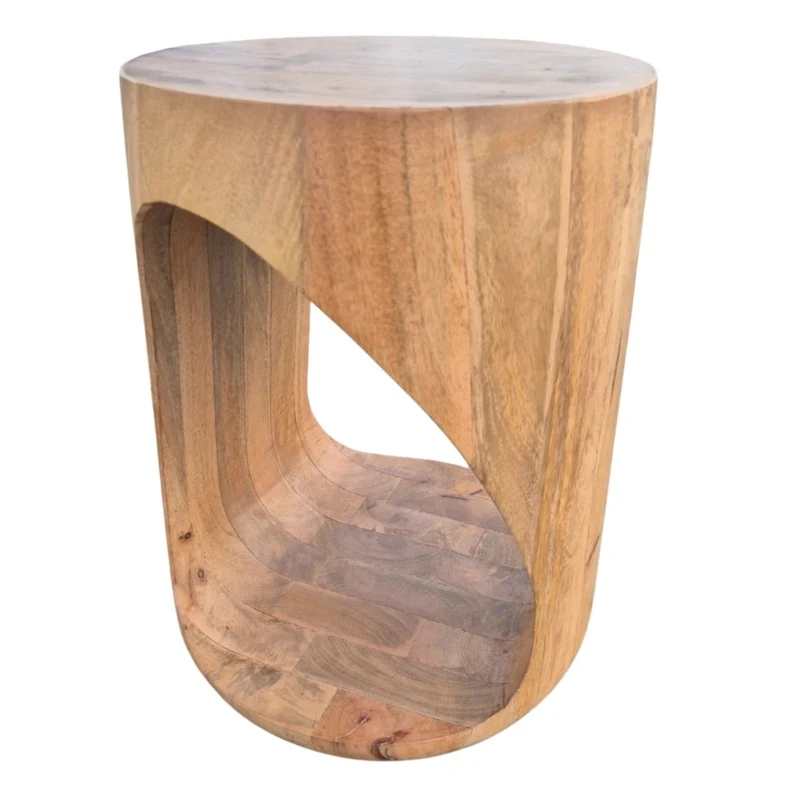Massivholz Beistelltisch KITAR-F 40cm Mangoholz natural Hocker