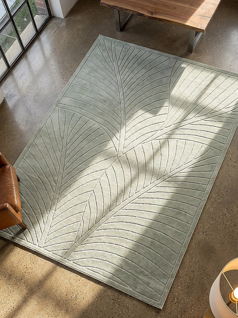 Kurzflor-Teppich mit Blattrelief – Wetterfest & UV-beständig | Fühlbare 3D-Struktur