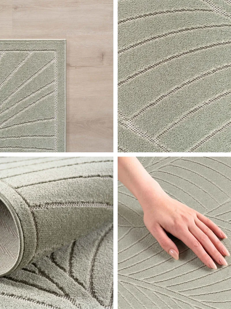 Kurzflor-Teppich mit Blattrelief – Wetterfest & UV-beständig | Fühlbare 3D-Struktur