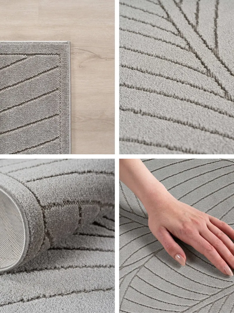 Kurzflor-Teppich mit Blattrelief – Wetterfest & UV-beständig | Fühlbare 3D-Struktur