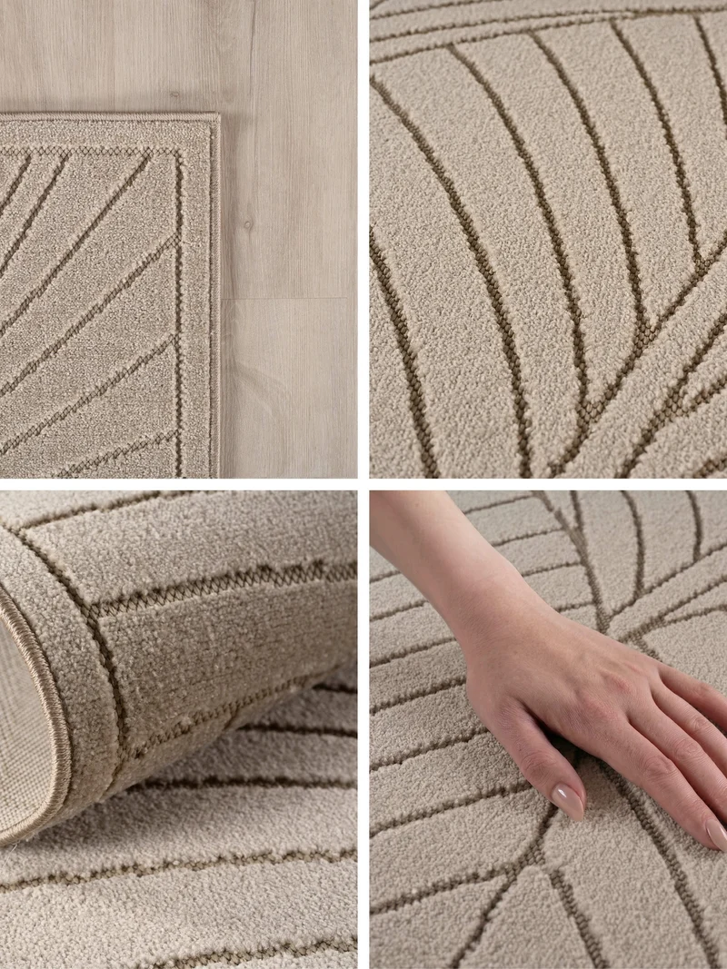 Kurzflor-Teppich mit Blattrelief – Wetterfest & UV-beständig | Fühlbare 3D-Struktur