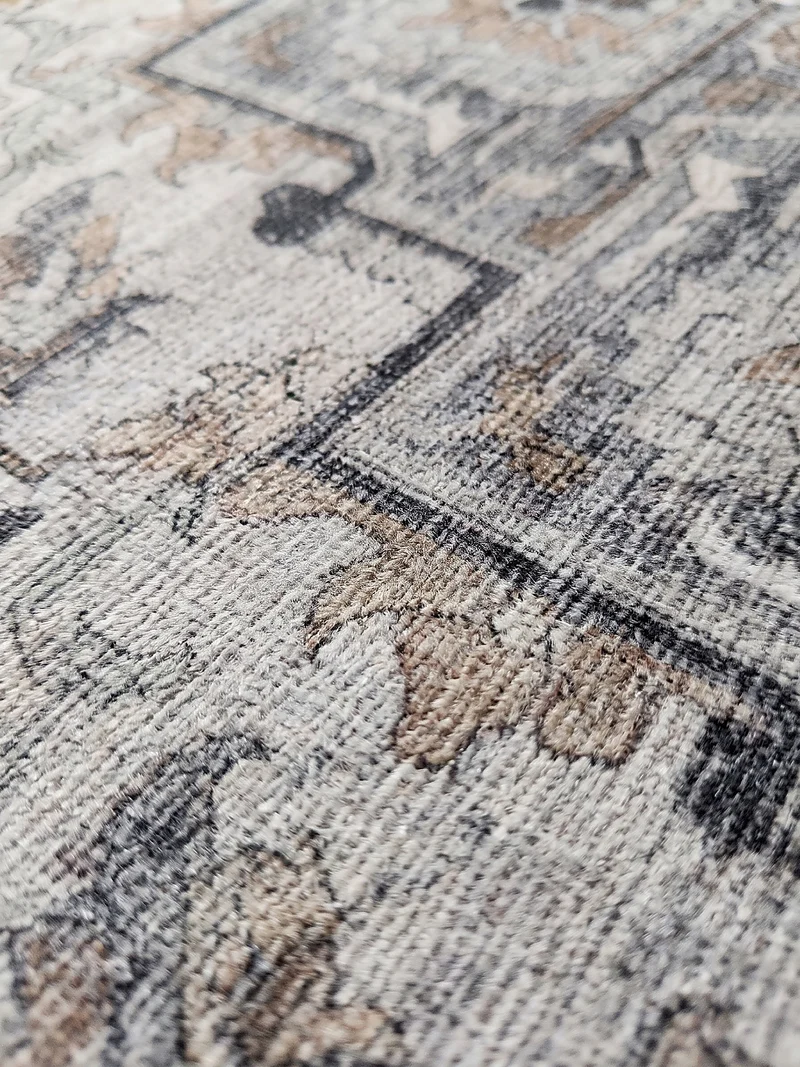 Kurzflor-Teppich mit Orientmuster – Kantiges Medaillon | Waschbar bei 30 °C