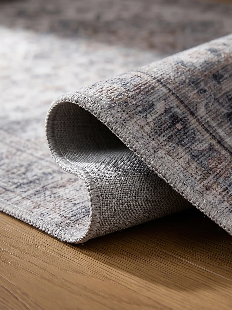 Kurzflor-Teppich mit Orientmuster – Kantiges Medaillon | Waschbar bei 30 °C