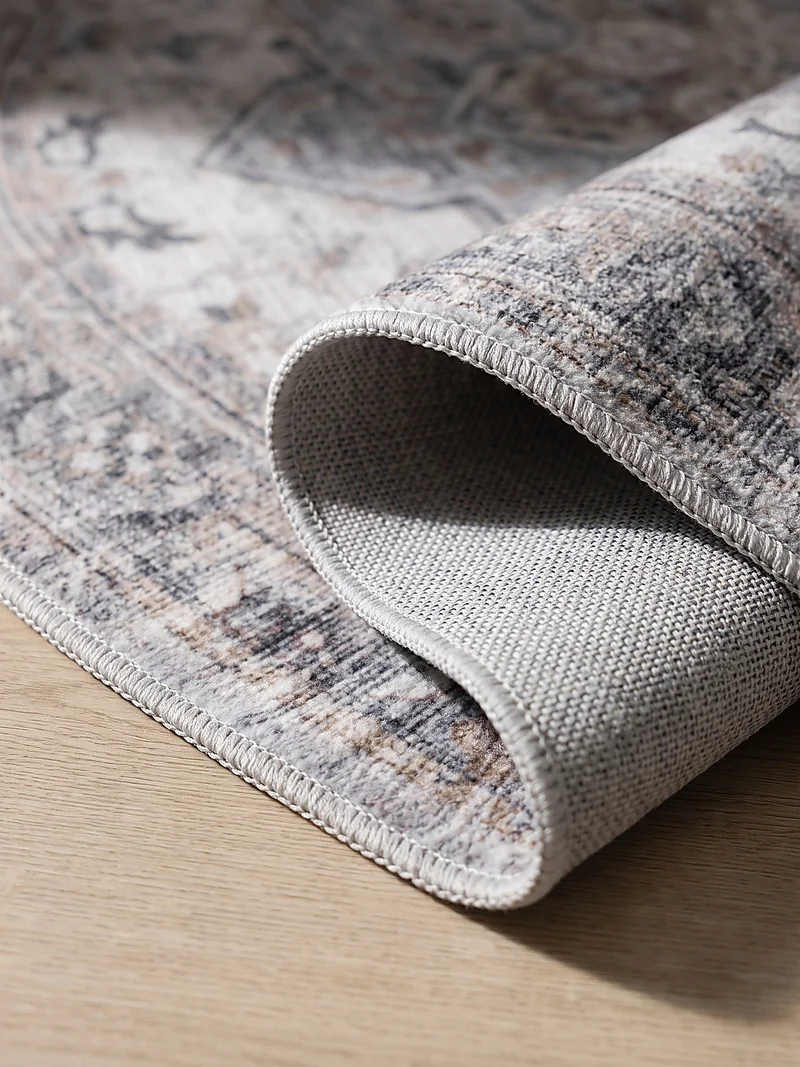 Kurzflor-Teppich mit Orientmuster – Kantiges Medaillon | Waschbar bei 30 °C