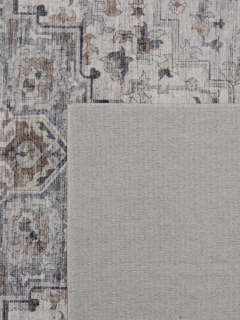 Kurzflor-Teppich mit Orientmuster – Kantiges Medaillon | Waschbar bei 30 °C