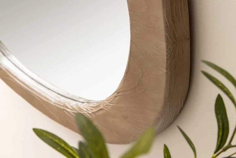 Massivholz Spiegel PIEGATO 105cm beige Pinienholz abgerundet