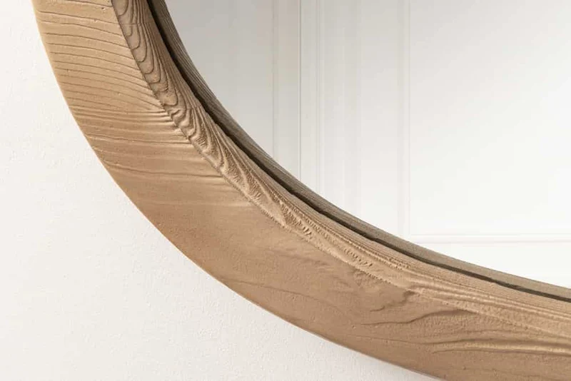 Massivholz Spiegel PIEGATO 105cm beige Pinienholz abgerundet