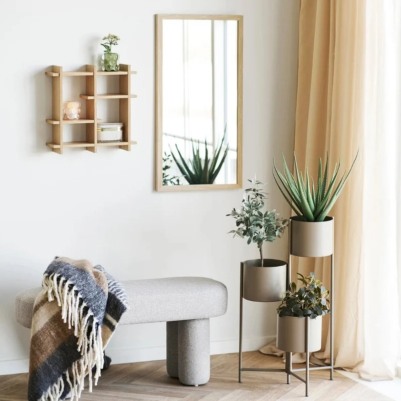 Eleganter Spiegel ARIZONA 75x45cm Wandspiegel natural Holzrahmen