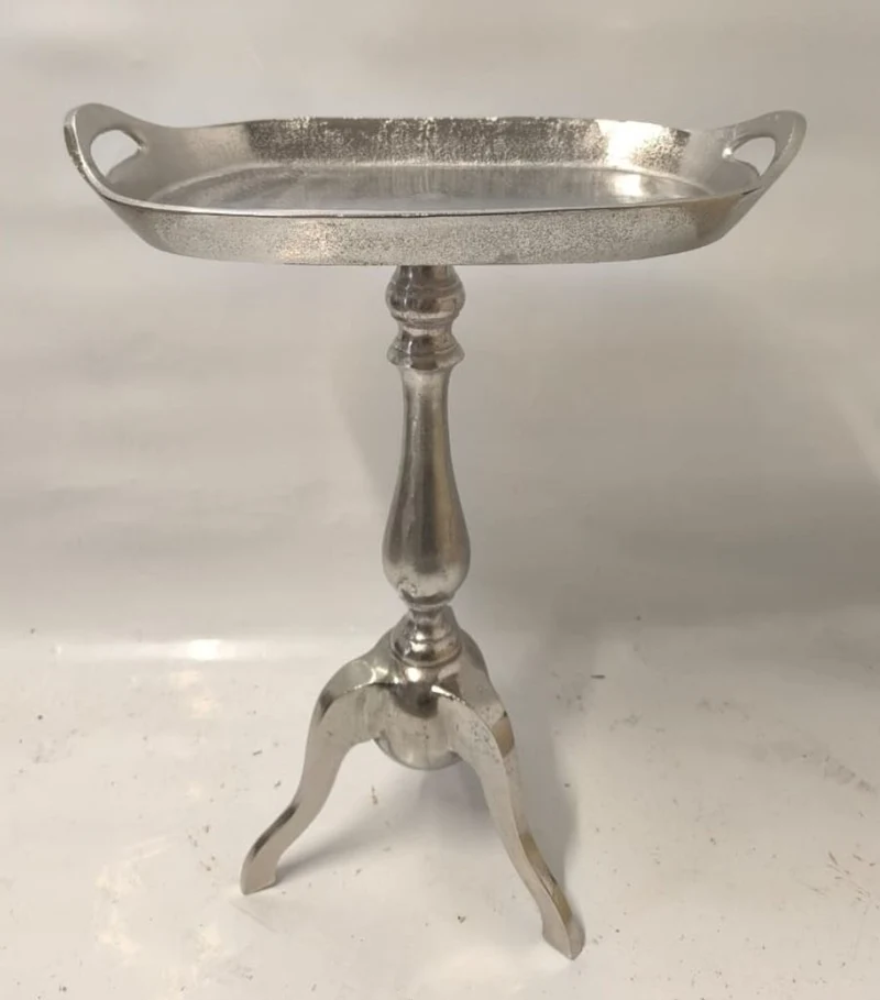 Casa Padrino Aluminium Beistelltisch Silber 48 x 28 x H. 59 cm - Elegantes Luxus Möbelstück