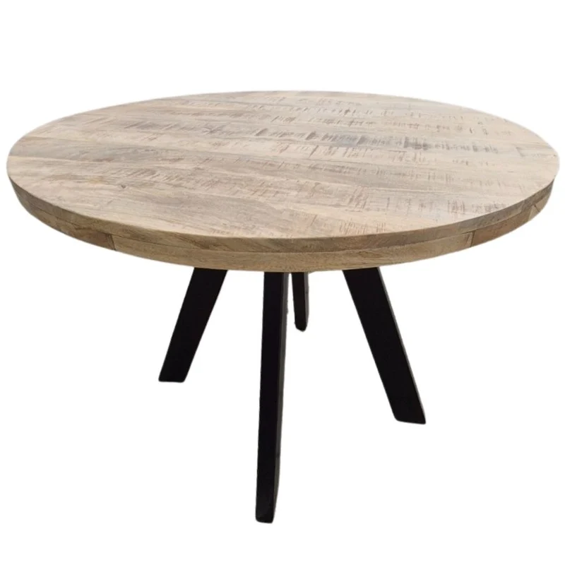 Massivholz Esstisch CRAFT rund 80cm Mangoholz Metallgestell