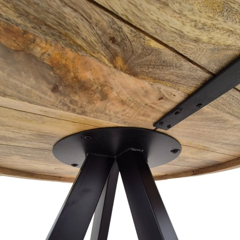 Massivholz Esstisch CRAFT rund 80cm Mangoholz Metallgestell