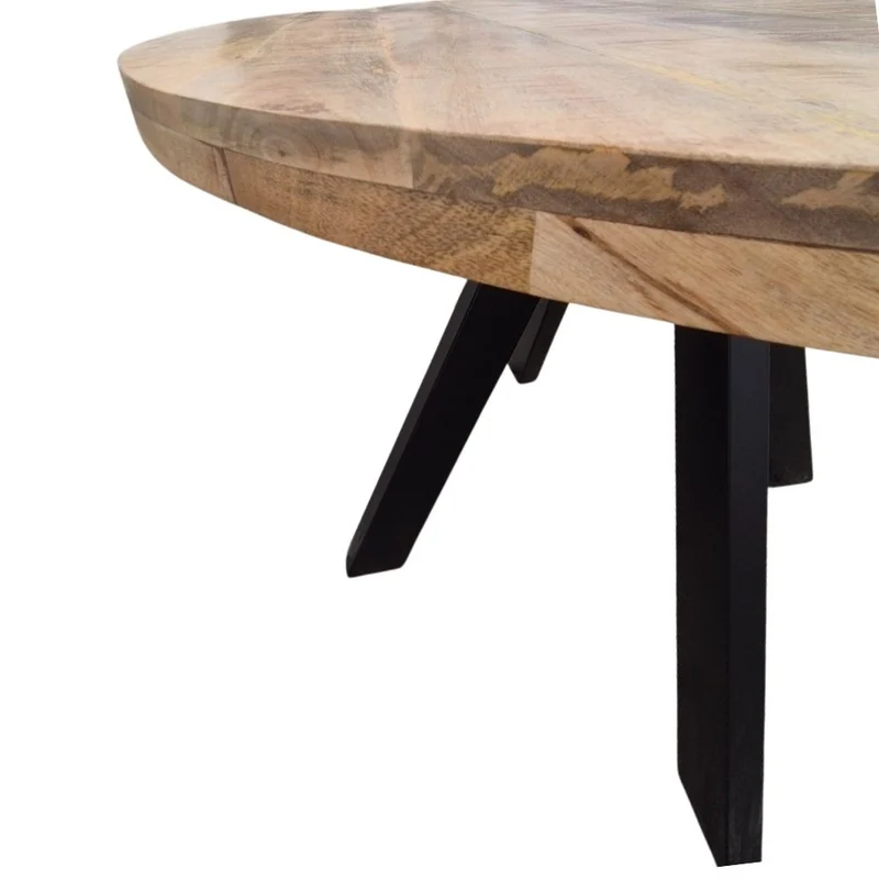 Runder Massivholz Esstisch CRAFT 100cm Mangoholz Metallgestell