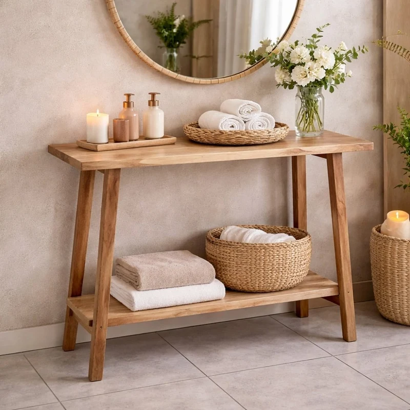 Teak Konsolentisch NIRONA-Plus 100cm recyceltes Massivholz Konsole