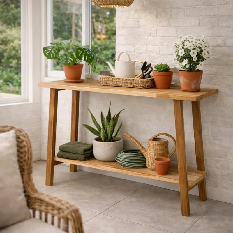 Teak Konsolentisch NIRONA-Plus 100cm recyceltes Massivholz Konsole