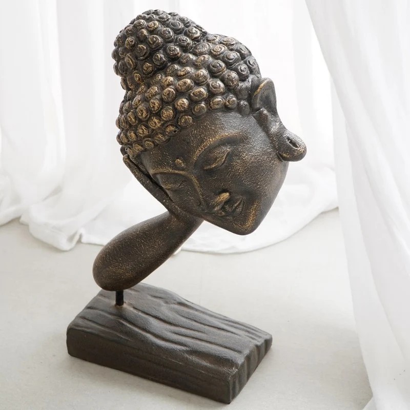 Spirituelle Buddha Statue RELAX 40cm gold-schwarz Deko Skulptur