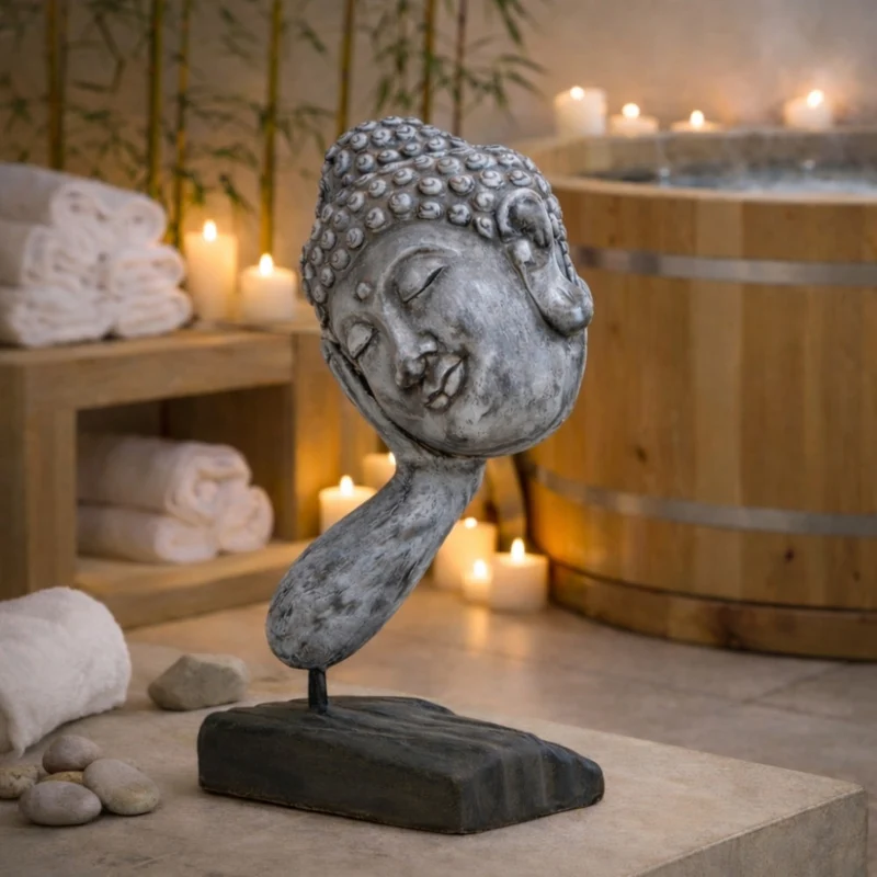 Spirituelle Buddha Statue RELAX 40cm antik-grau Deko Skulptur