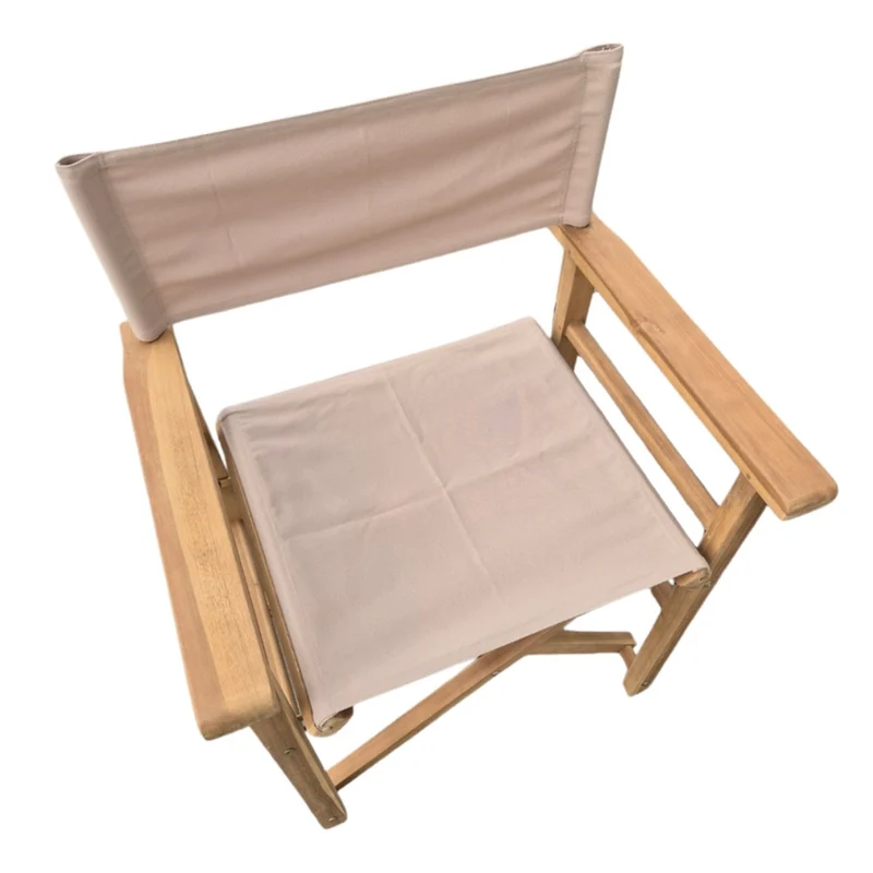 Teak Klappstuhl REGIE natural – Outdoorstoff beige stone
