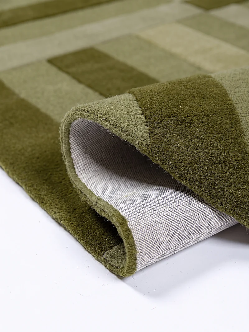 Ovaler Wollteppich Blockstreifen · handgetuftet · 8 mm Flor, 3.500 g/m²