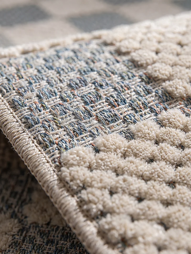 Flachgewebe-Teppich Schachbrett · 80 % Baumwolle · waschbar bei 30 °C