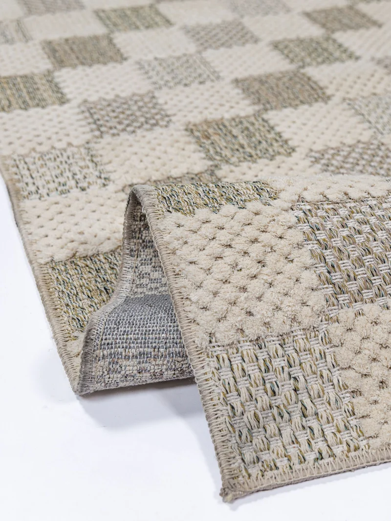 Flachgewebe-Teppich Schachbrett · 80 % Baumwolle · waschbar bei 30 °C