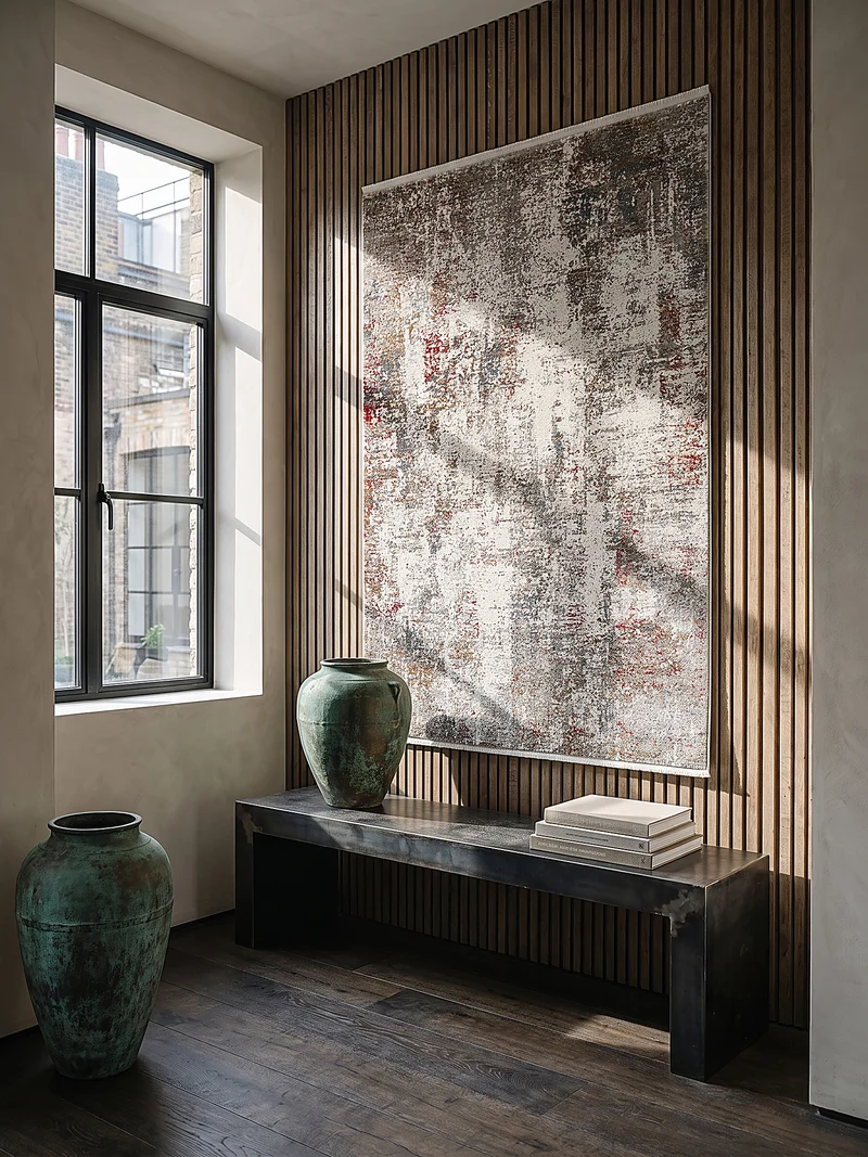 Kurzflor-Teppich Distressed-abstrakter - Polyester, 8 mm Gesamthöhe