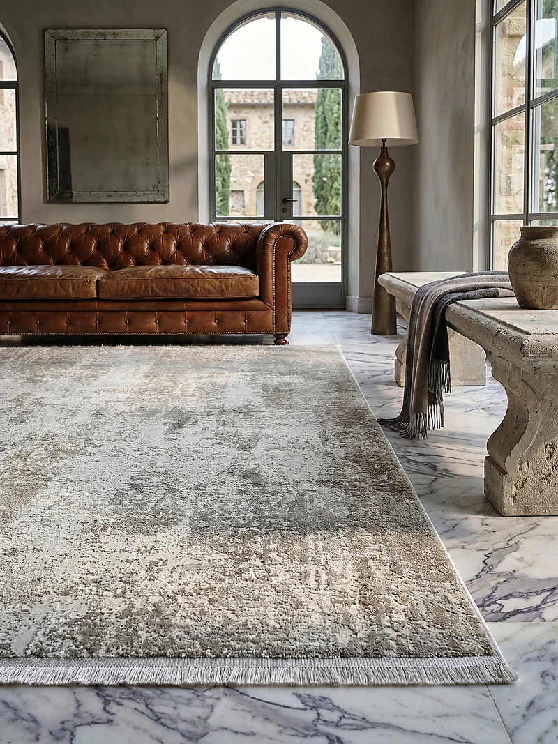 Kurzflor-Teppich Distressed-abstrakter - Polyester, 8 mm Gesamthöhe
