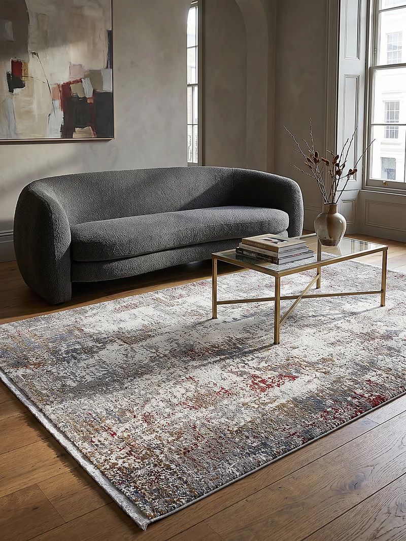 Kurzflor-Teppich Distressed-abstrakter - Polyester, 8 mm Gesamthöhe