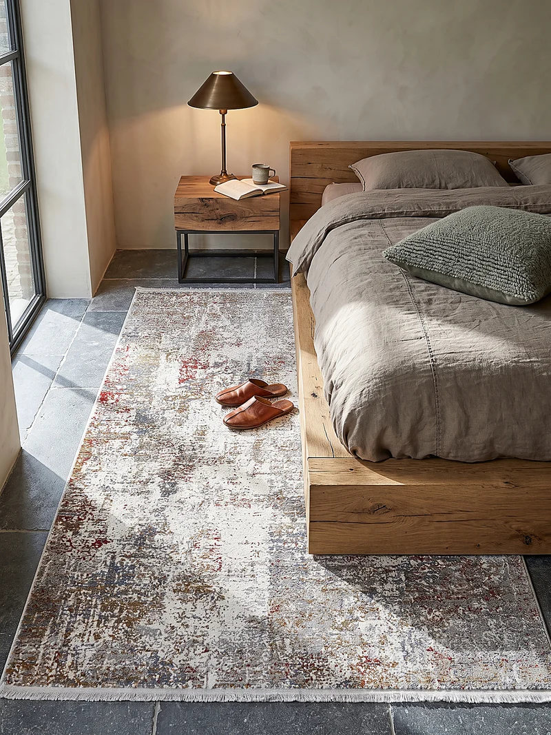 Kurzflor-Teppich Distressed-abstrakter - Polyester, 8 mm Gesamthöhe