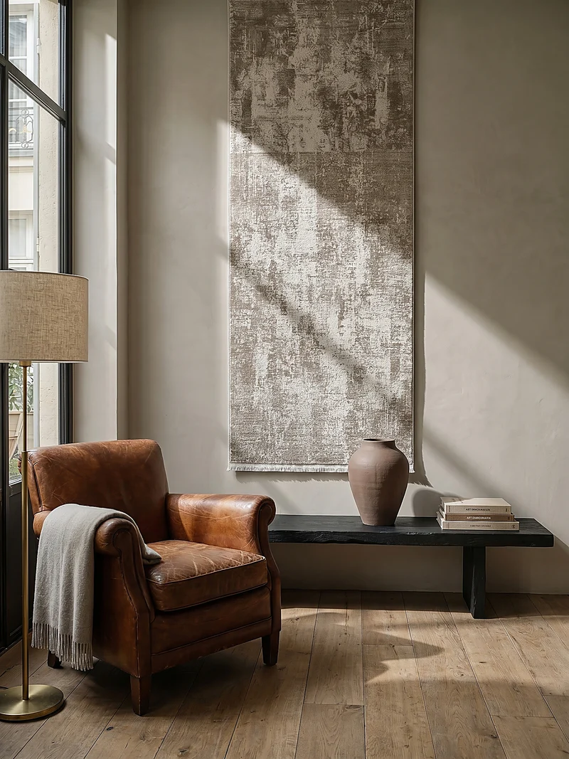 Kurzflor-Teppich Distressed-abstrakter - Polyester, 8 mm Gesamthöhe